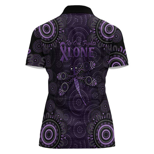 Purple Dragonfly Aboriginal of Hope Women Polo Shirt Australian Epilepsy Awareness - Aussie Hoodie