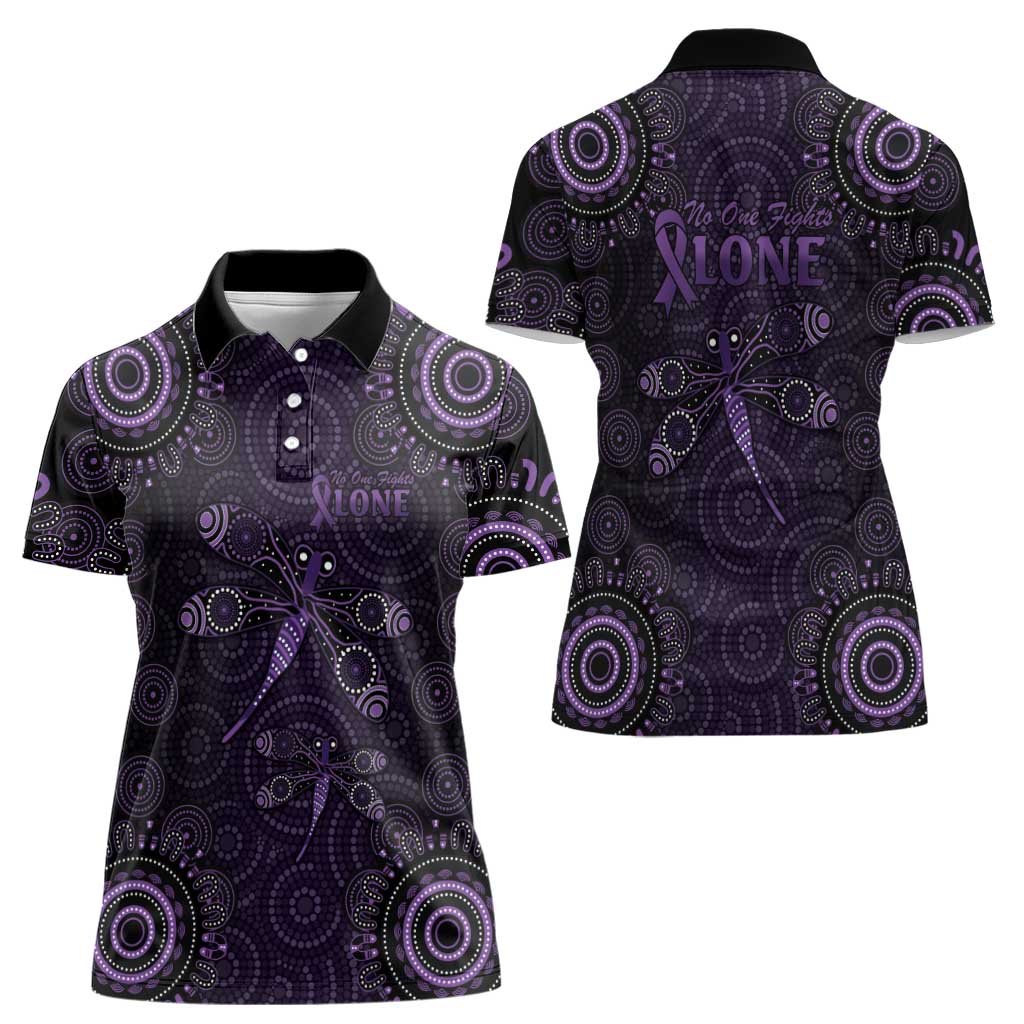 Purple Dragonfly Aboriginal of Hope Women Polo Shirt Australian Epilepsy Awareness - Aussie Hoodie
