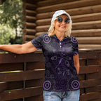 Purple Dragonfly Aboriginal of Hope Women Polo Shirt Australian Epilepsy Awareness - Aussie Hoodie