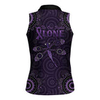 Purple Dragonfly Aboriginal of Hope Women Sleeveless Polo Shirt Australian Epilepsy Awareness - Aussie Hoodie