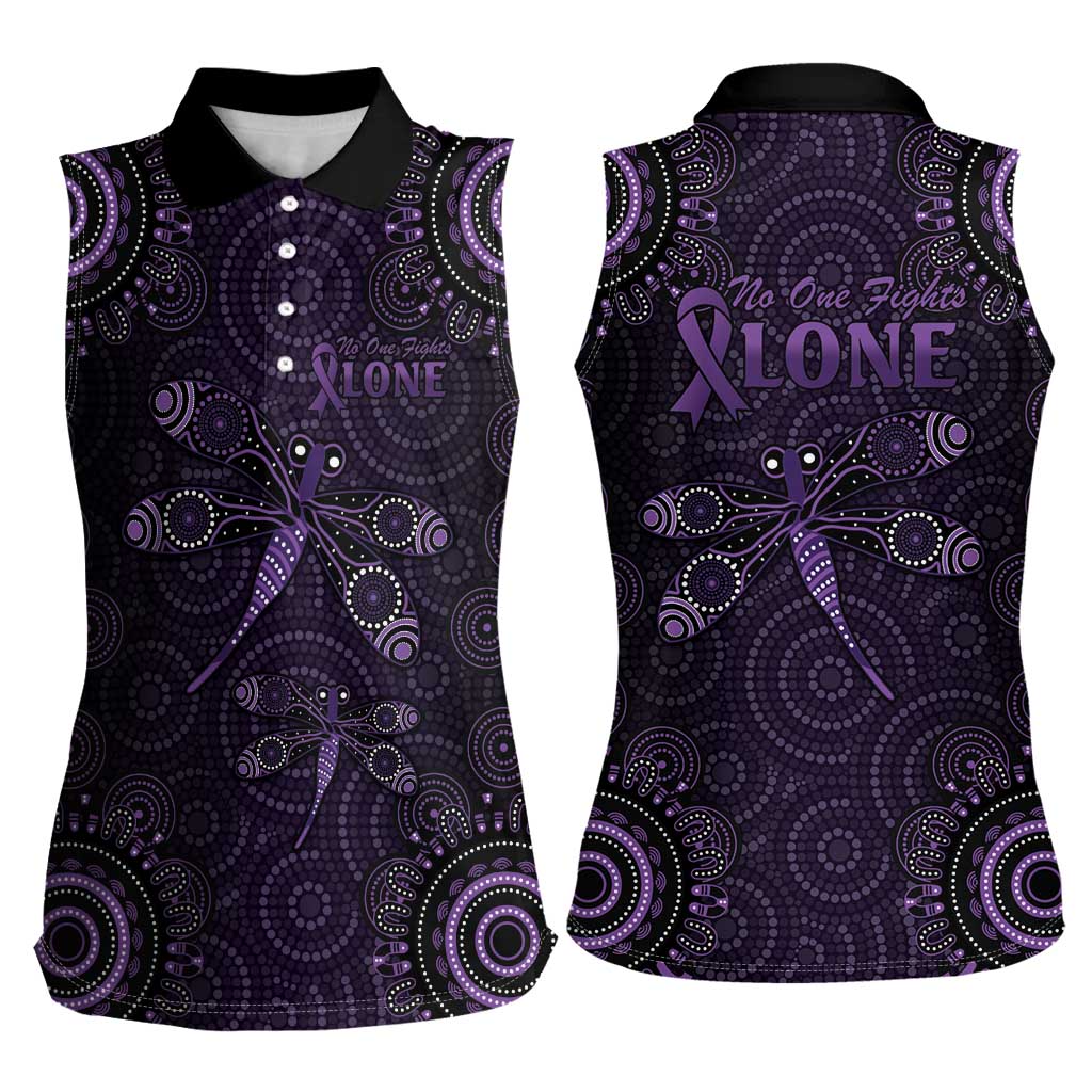 Purple Dragonfly Aboriginal of Hope Women Sleeveless Polo Shirt Australian Epilepsy Awareness - Aussie Hoodie
