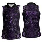 Purple Dragonfly Aboriginal of Hope Women Sleeveless Polo Shirt Australian Epilepsy Awareness - Aussie Hoodie