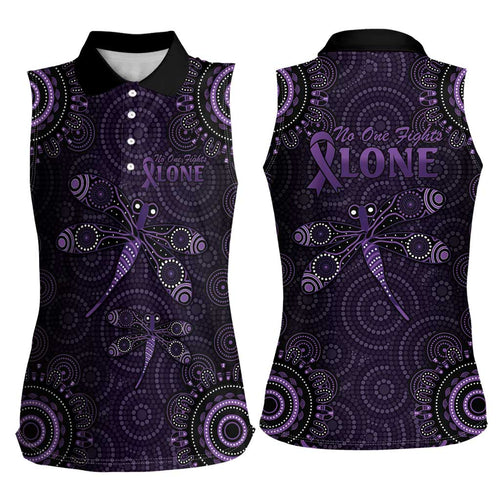 Purple Dragonfly Aboriginal of Hope Women Sleeveless Polo Shirt Australian Epilepsy Awareness - Aussie Hoodie