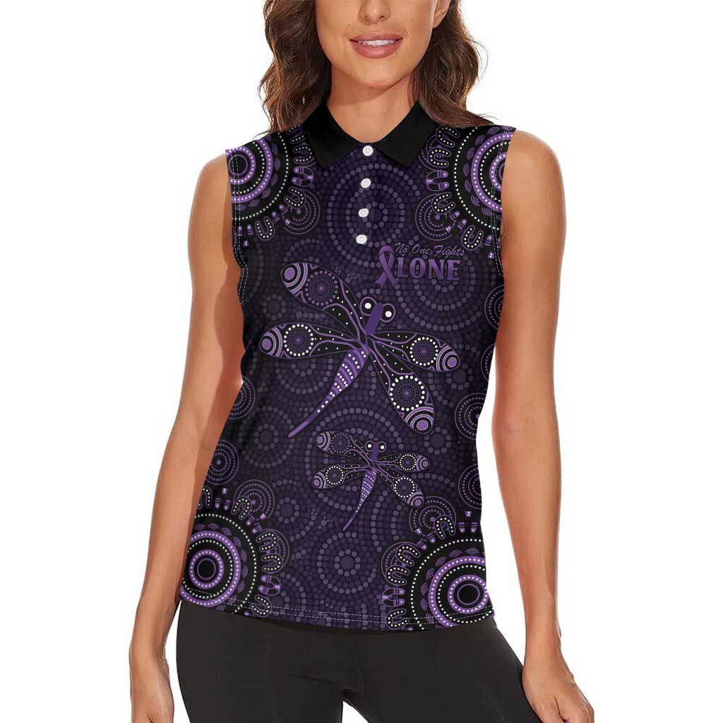 Purple Dragonfly Aboriginal of Hope Women Sleeveless Polo Shirt Australian Epilepsy Awareness - Aussie Hoodie