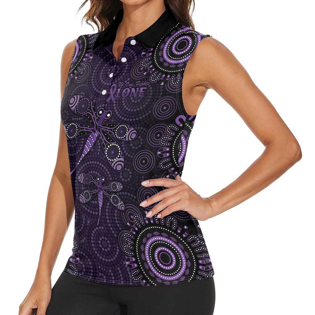 Purple Dragonfly Aboriginal of Hope Women Sleeveless Polo Shirt Australian Epilepsy Awareness - Aussie Hoodie
