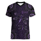 Purple Dragonfly Aboriginal of Hope Women V-Neck T-Shirt Australian Epilepsy Awareness - Aussie Hoodie
