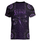 Purple Dragonfly Aboriginal of Hope Women V-Neck T-Shirt Australian Epilepsy Awareness - Aussie Hoodie