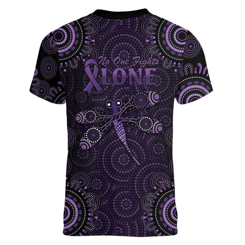 Purple Dragonfly Aboriginal of Hope Women V-Neck T-Shirt Australian Epilepsy Awareness - Aussie Hoodie