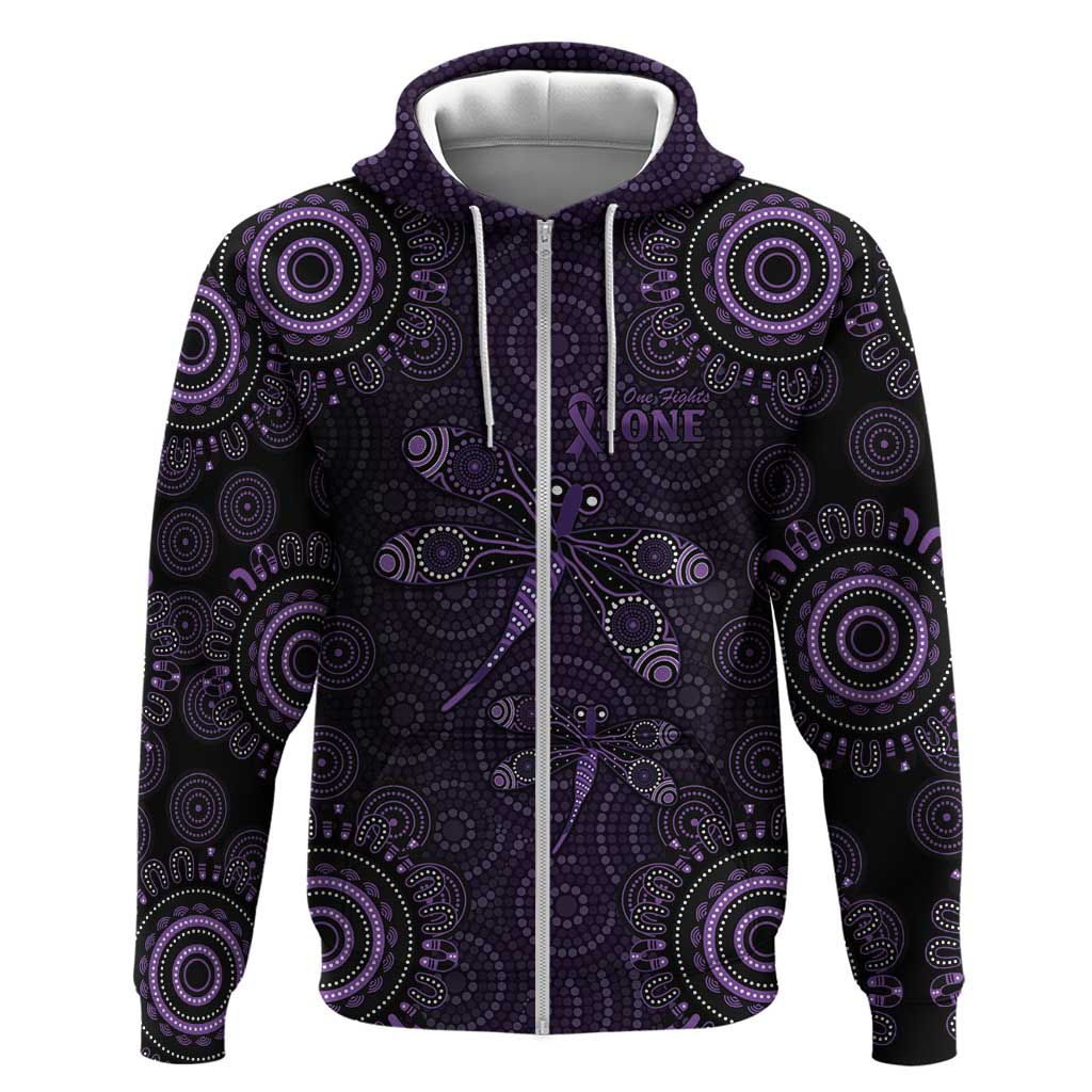 Purple Dragonfly Aboriginal of Hope Zip Hoodie Australian Epilepsy Awareness - Aussie Hoodie