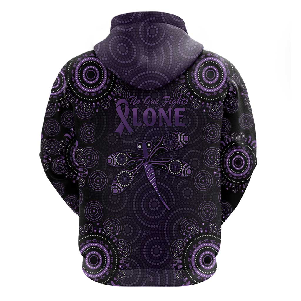 Purple Dragonfly Aboriginal of Hope Zip Hoodie Australian Epilepsy Awareness - Aussie Hoodie