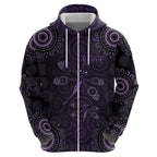 Purple Dragonfly Aboriginal of Hope Zip Hoodie Australian Epilepsy Awareness - Aussie Hoodie