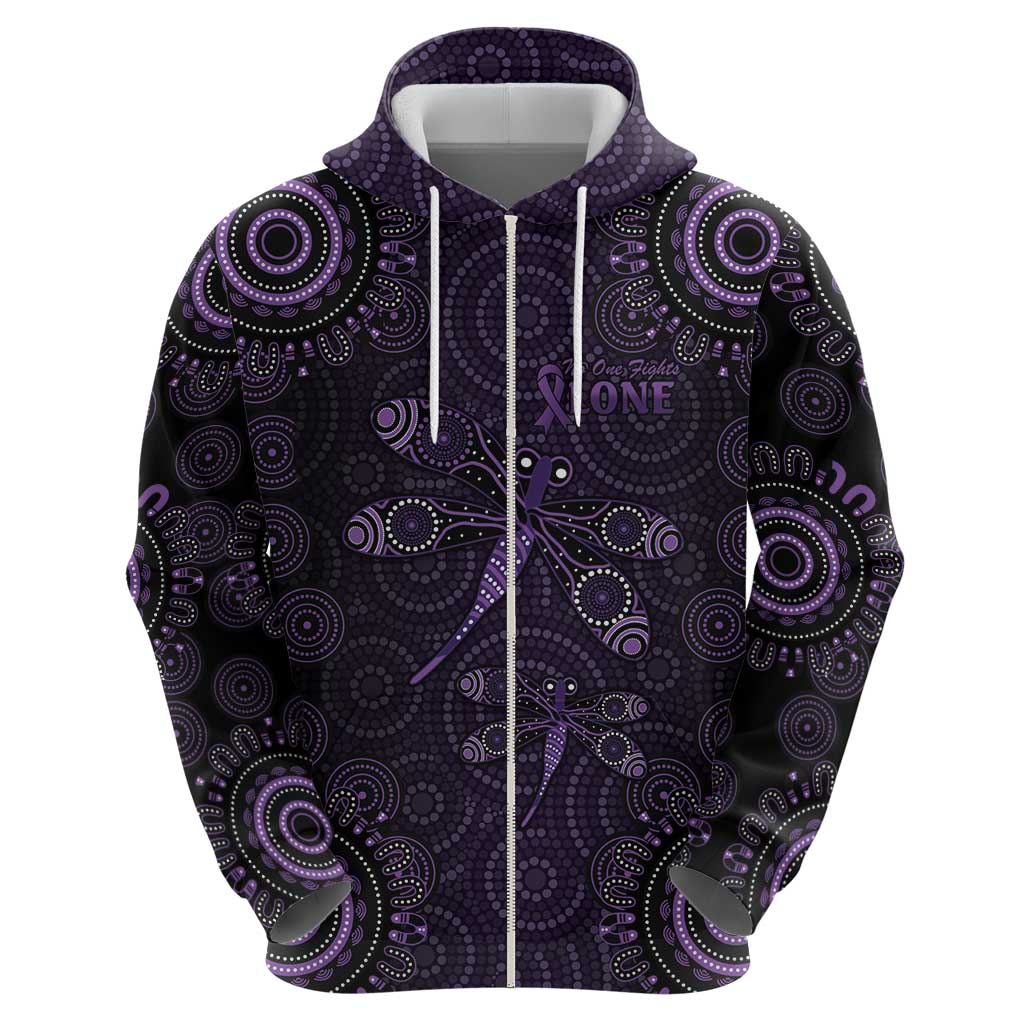 Purple Dragonfly Aboriginal of Hope Zip Hoodie Australian Epilepsy Awareness - Aussie Hoodie