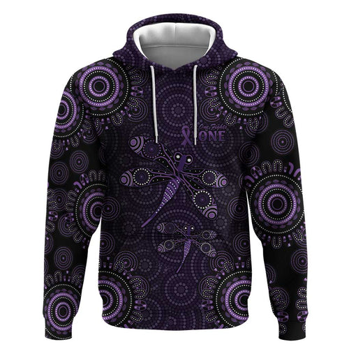 Purple Dragonfly Aboriginal of Hope Zip Hoodie Australian Epilepsy Awareness - Aussie Hoodie