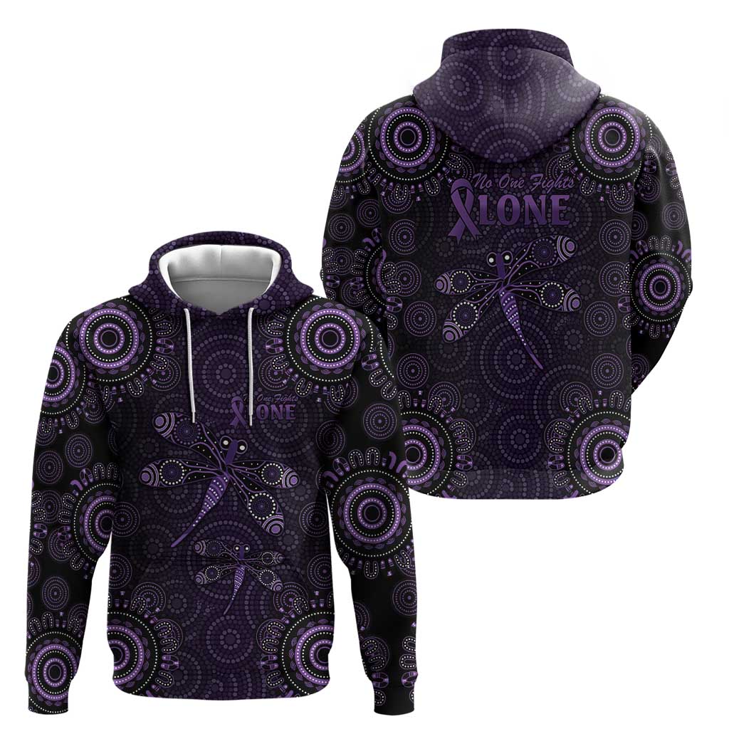 Purple Dragonfly Aboriginal of Hope Zip Hoodie Australian Epilepsy Awareness - Aussie Hoodie