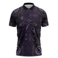 Purple Dragonfly Aboriginal of Hope Zipper Polo Shirt Australian Epilepsy Awareness - Aussie Hoodie