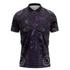 Purple Dragonfly Aboriginal of Hope Zipper Polo Shirt Australian Epilepsy Awareness - Aussie Hoodie