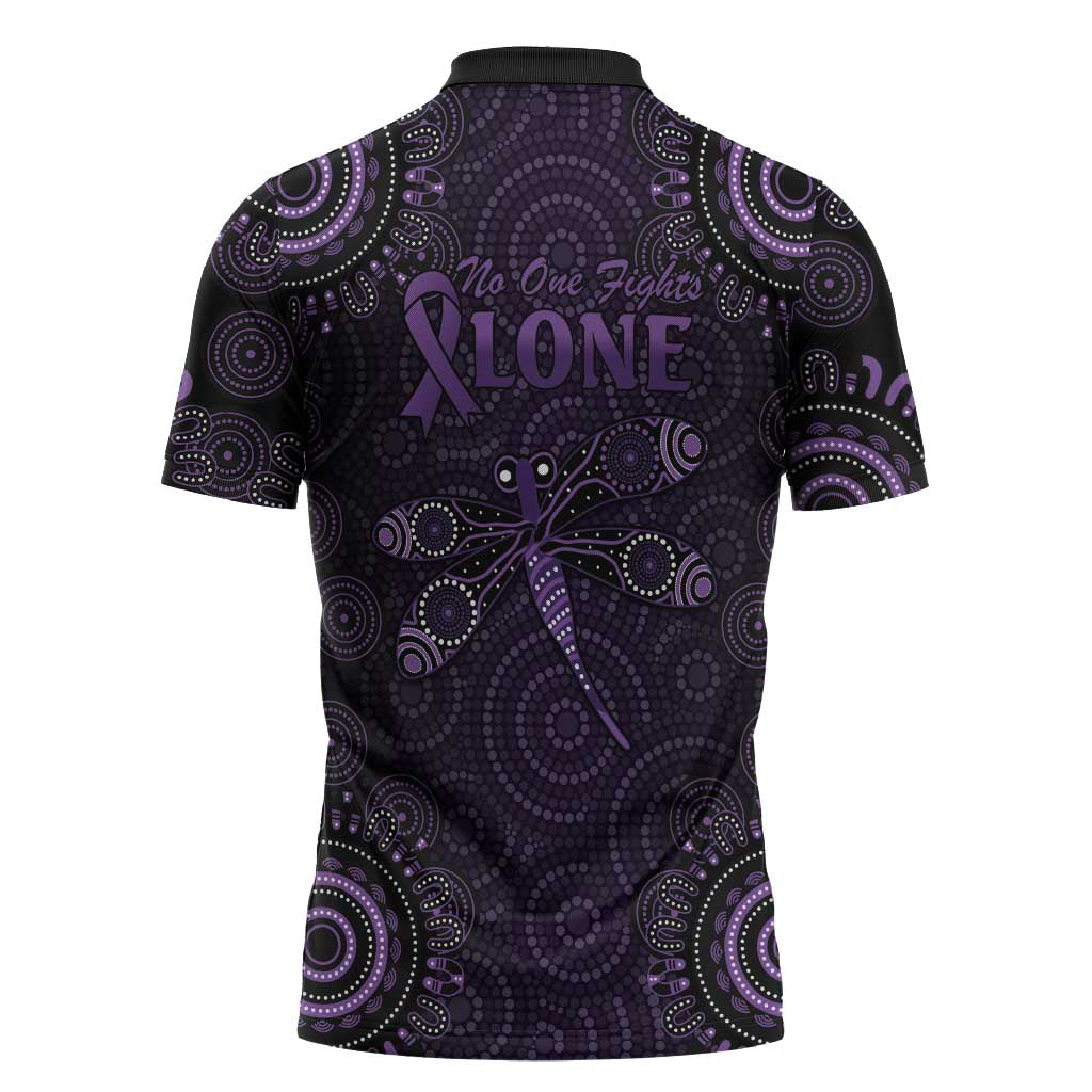 Purple Dragonfly Aboriginal of Hope Zipper Polo Shirt Australian Epilepsy Awareness - Aussie Hoodie