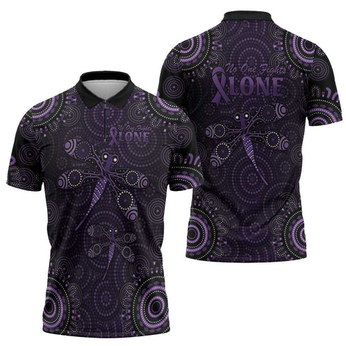 Purple Dragonfly Aboriginal of Hope Zipper Polo Shirt Australian Epilepsy Awareness - Aussie Hoodie