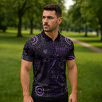 Purple Dragonfly Aboriginal of Hope Zipper Polo Shirt Australian Epilepsy Awareness - Aussie Hoodie