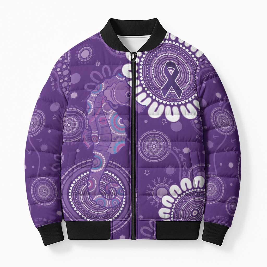 Sea Horse Australia Epilepsy Awareness Bomber Puffer Jacket - Aussie Hoodie