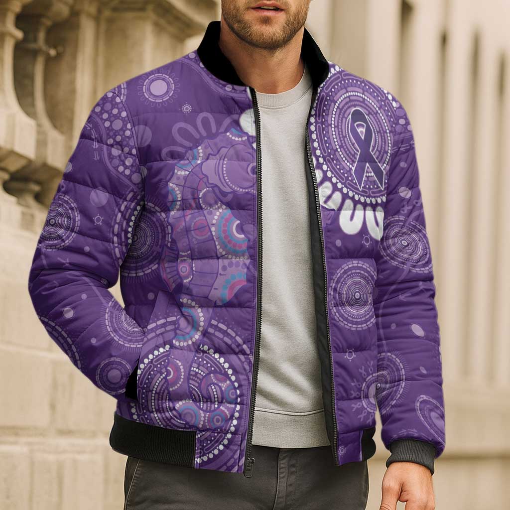 Sea Horse Australia Epilepsy Awareness Bomber Puffer Jacket - Aussie Hoodie