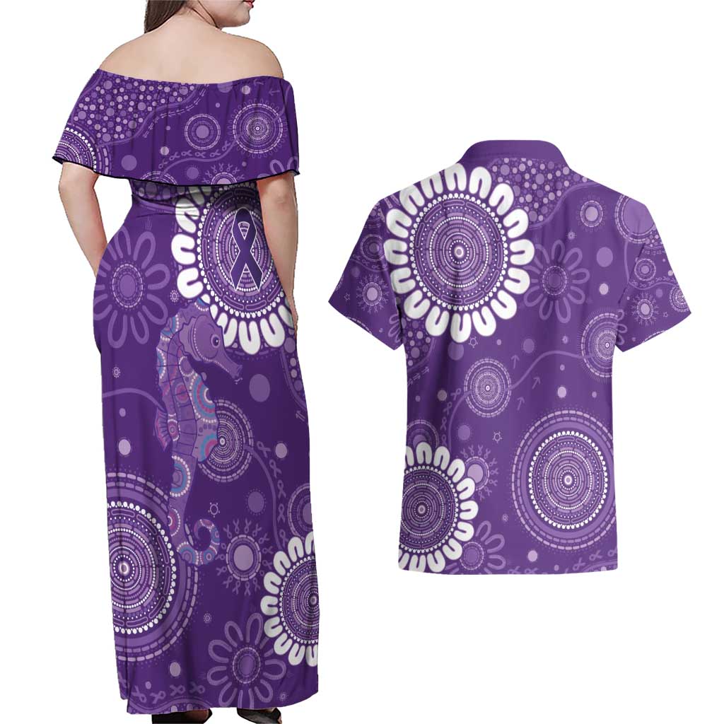 Sea Horse Australia Epilepsy Awareness Couples Matching Off Shoulder Maxi Dress and Hawaiian Shirt - Aussie Hoodie