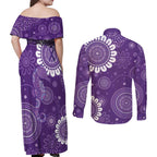 Sea Horse Australia Epilepsy Awareness Couples Matching Off Shoulder Maxi Dress and Long Sleeve Button Shirt - Aussie Hoodie