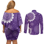 Sea Horse Australia Epilepsy Awareness Couples Matching Off Shoulder Short Dress and Long Sleeve Button Shirt - Aussie Hoodie