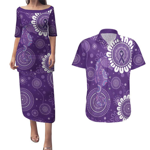 Sea Horse Australia Epilepsy Awareness Couples Matching Puletasi and Hawaiian Shirt - Aussie Hoodie