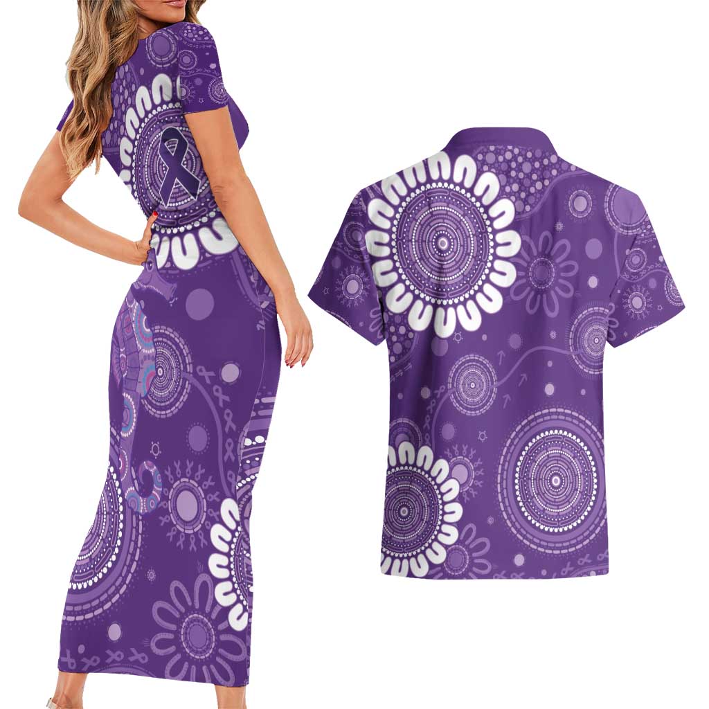 Sea Horse Australia Epilepsy Awareness Couples Matching Short Sleeve Bodycon Dress and Hawaiian Shirt - Aussie Hoodie