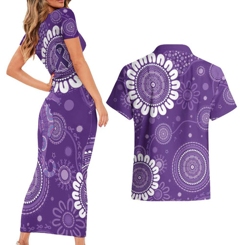 Sea Horse Australia Epilepsy Awareness Couples Matching Short Sleeve Bodycon Dress and Hawaiian Shirt - Aussie Hoodie