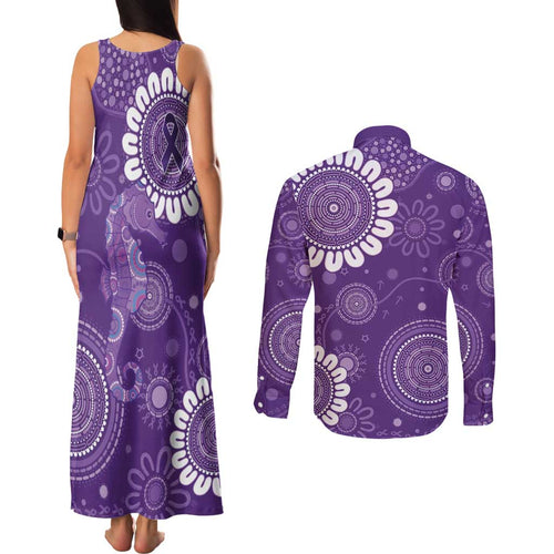 Sea Horse Australia Epilepsy Awareness Couples Matching Tank Maxi Dress and Long Sleeve Button Shirt - Aussie Hoodie