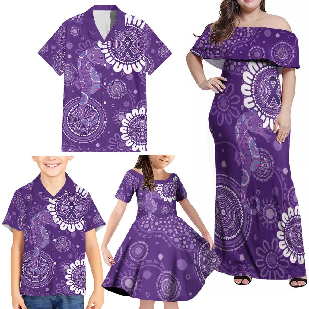 Sea Horse Australia Epilepsy Awareness Family Matching Off Shoulder Maxi Dress and Hawaiian Shirt - Aussie Hoodie