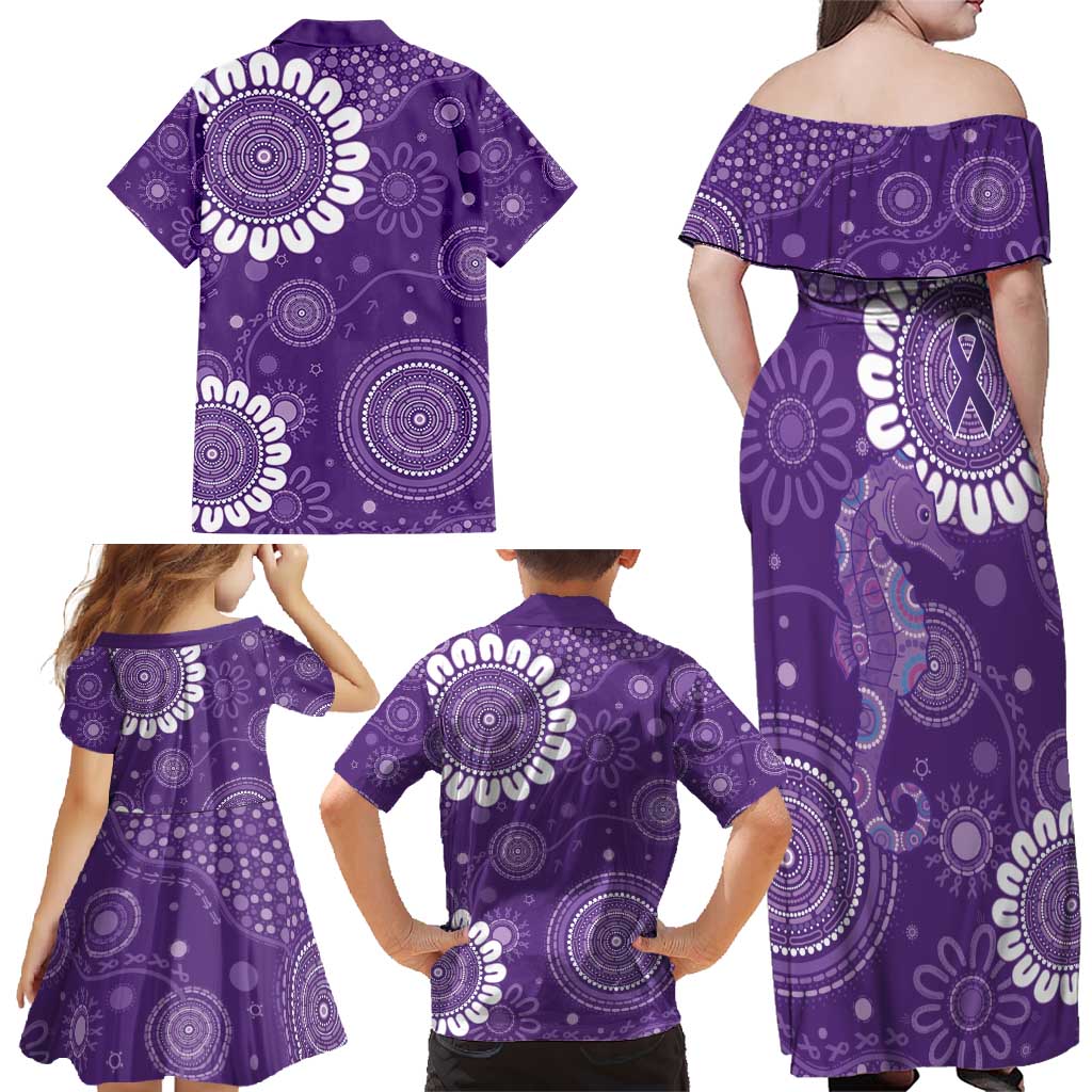 Sea Horse Australia Epilepsy Awareness Family Matching Off Shoulder Maxi Dress and Hawaiian Shirt - Aussie Hoodie