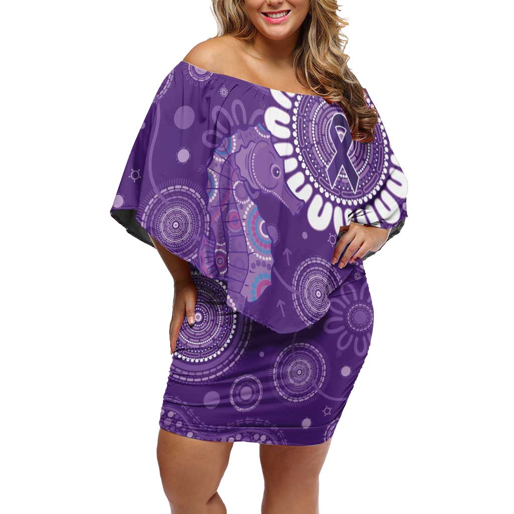 Sea Horse Australia Epilepsy Awareness Family Matching Off Shoulder Short Dress and Hawaiian Shirt - Aussie Hoodie