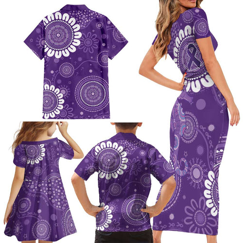 Sea Horse Australia Epilepsy Awareness Family Matching Short Sleeve Bodycon Dress and Hawaiian Shirt - Aussie Hoodie
