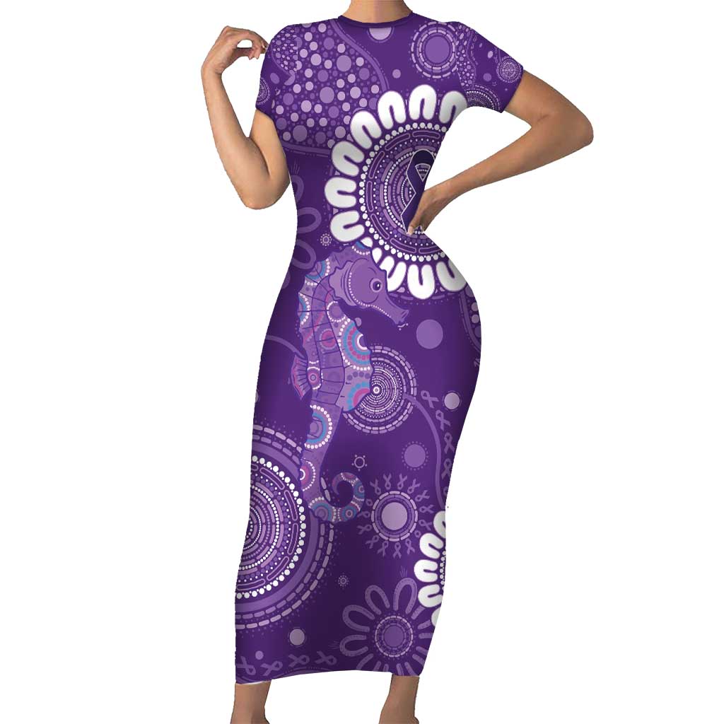Sea Horse Australia Epilepsy Awareness Family Matching Short Sleeve Bodycon Dress and Hawaiian Shirt - Aussie Hoodie