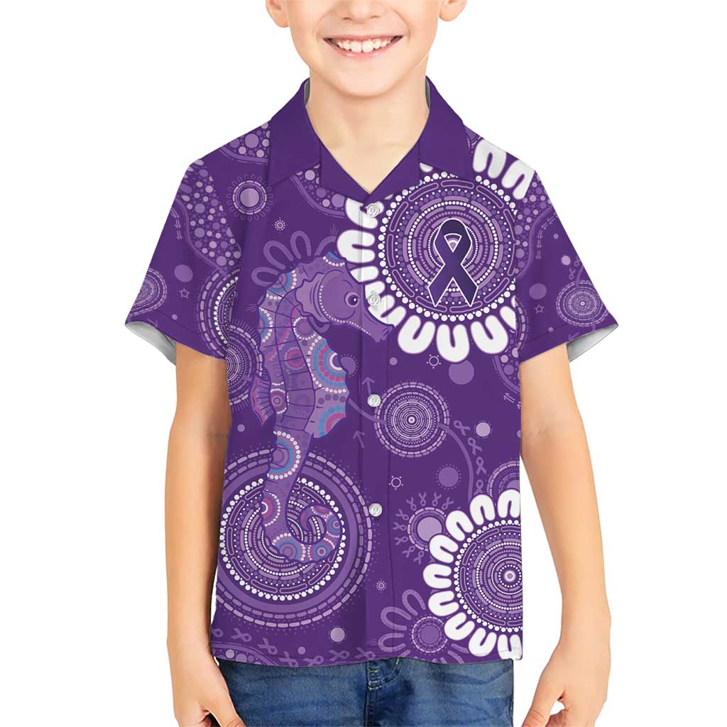 Sea Horse Australia Epilepsy Awareness Family Matching Short Sleeve Bodycon Dress and Hawaiian Shirt - Aussie Hoodie