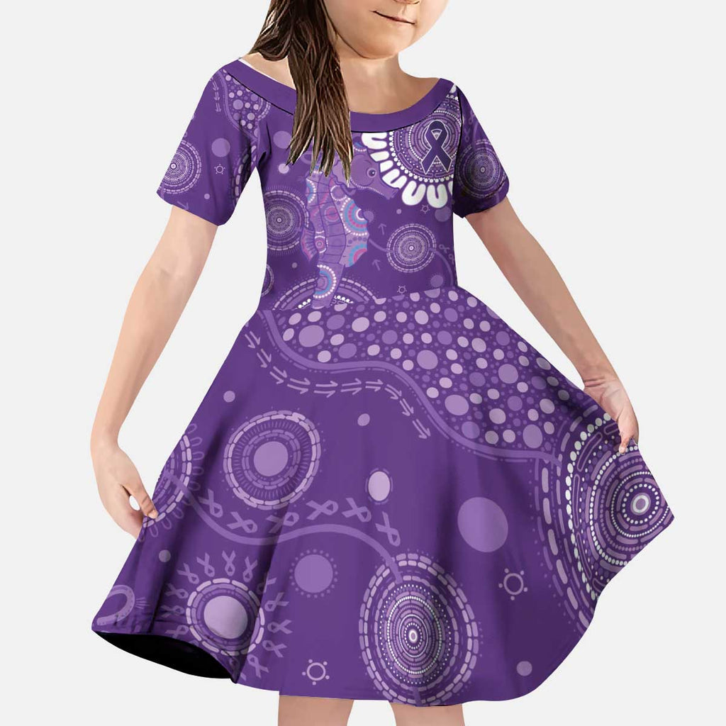 Sea Horse Australia Epilepsy Awareness Kid Short Sleeve Dress - Aussie Hoodie