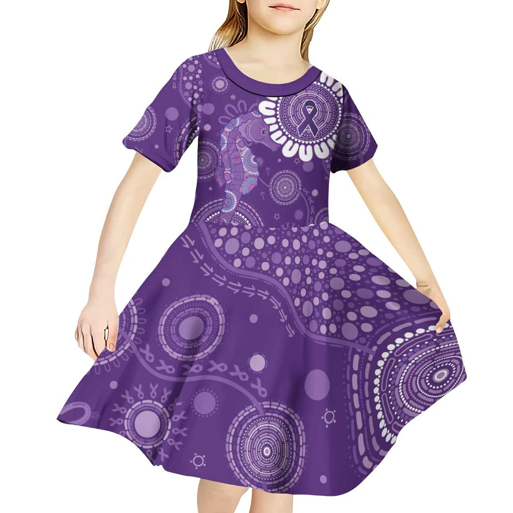 Sea Horse Australia Epilepsy Awareness Kid Short Sleeve Dress - Aussie Hoodie
