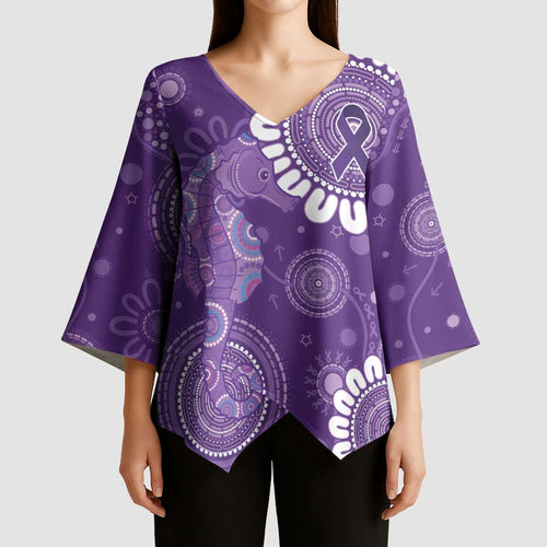 Sea Horse Australia Epilepsy Awareness Kimono Sleeve Blouse - Aussie Hoodie