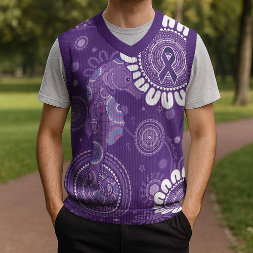 Sea Horse Australia Epilepsy Awareness Christmas Knitted V-Neck Vest - Aussie Hoodie