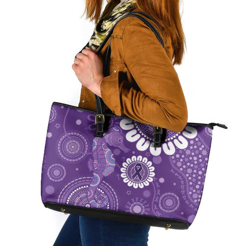 Sea Horse Australia Epilepsy Awareness Leather Tote Bag - Aussie Hoodie