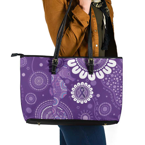 Sea Horse Australia Epilepsy Awareness Leather Tote Bag - Aussie Hoodie