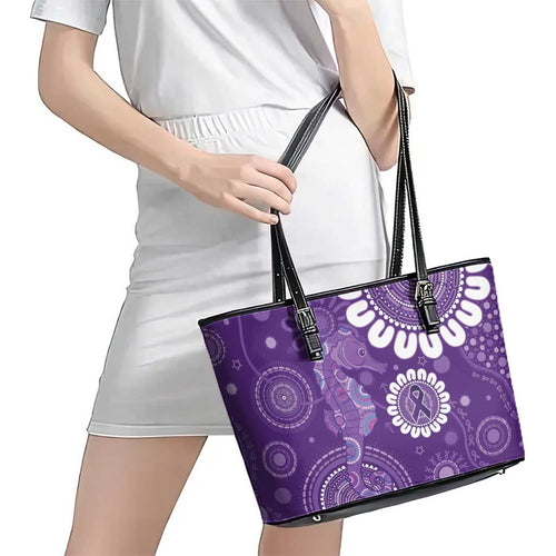 Sea Horse Australia Epilepsy Awareness Leather Tote Bag - Aussie Hoodie