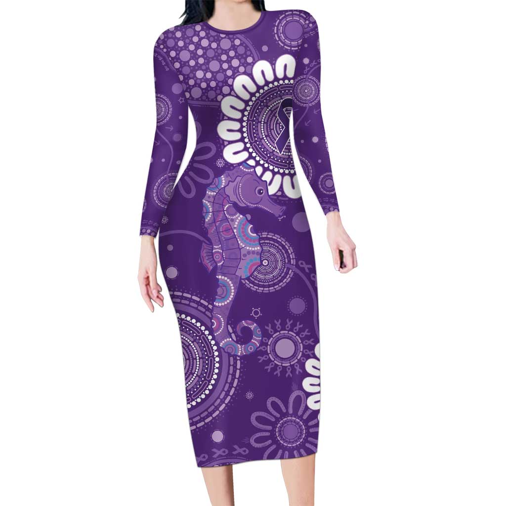 Sea Horse Australia Epilepsy Awareness Long Sleeve Bodycon Dress - Aussie Hoodie