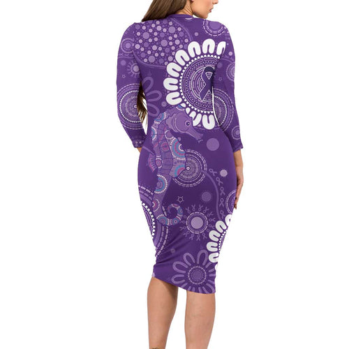 Sea Horse Australia Epilepsy Awareness Long Sleeve Bodycon Dress - Aussie Hoodie