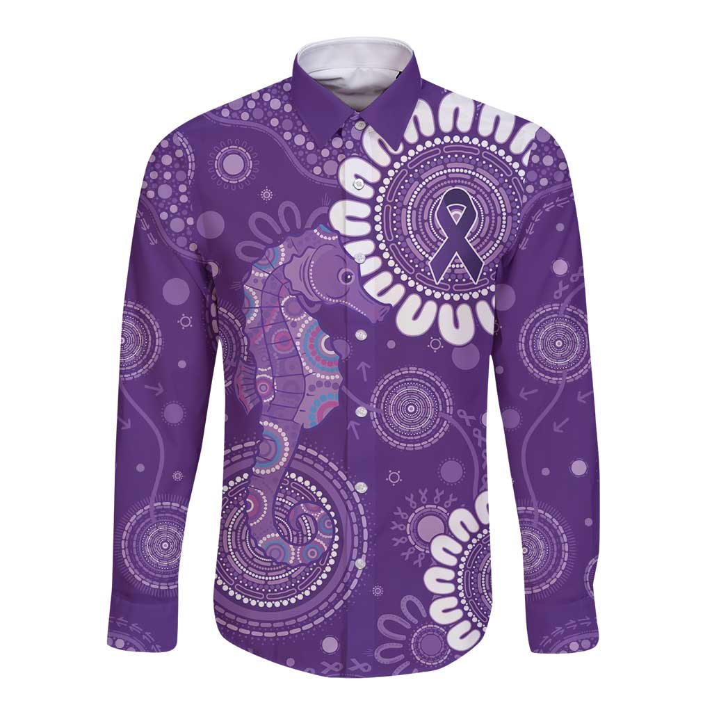 Sea Horse Australia Epilepsy Awareness Long Sleeve Button Shirt - Aussie Hoodie
