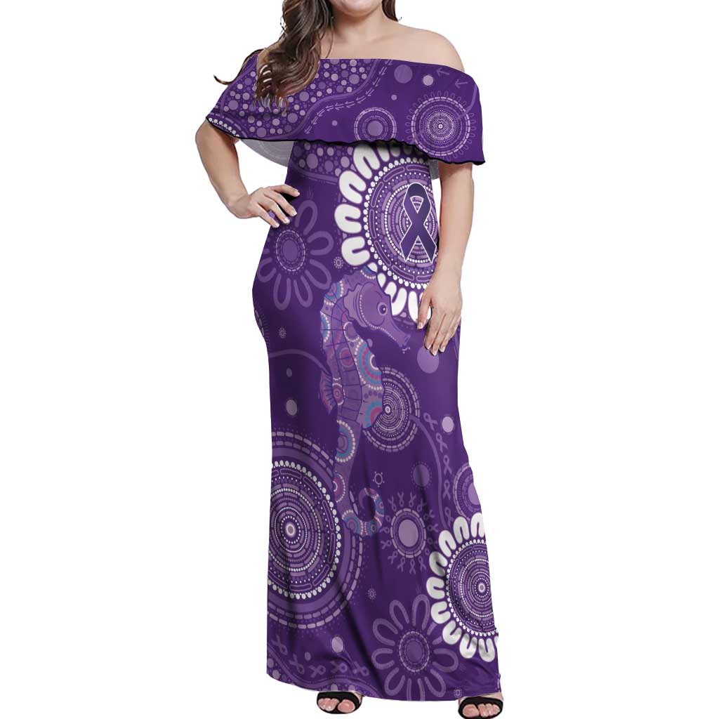 Sea Horse Australia Epilepsy Awareness Off Shoulder Maxi Dress - Aussie Hoodie