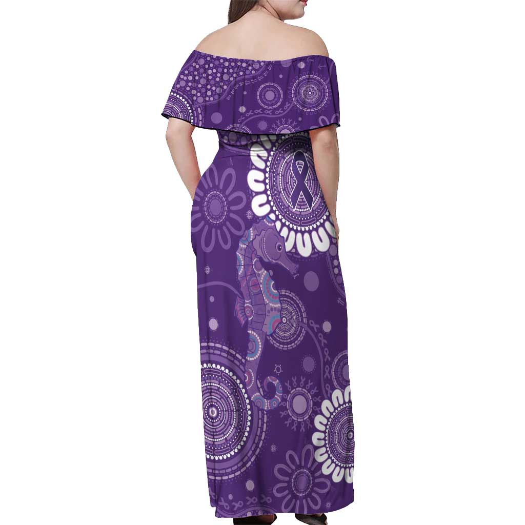 Sea Horse Australia Epilepsy Awareness Off Shoulder Maxi Dress - Aussie Hoodie